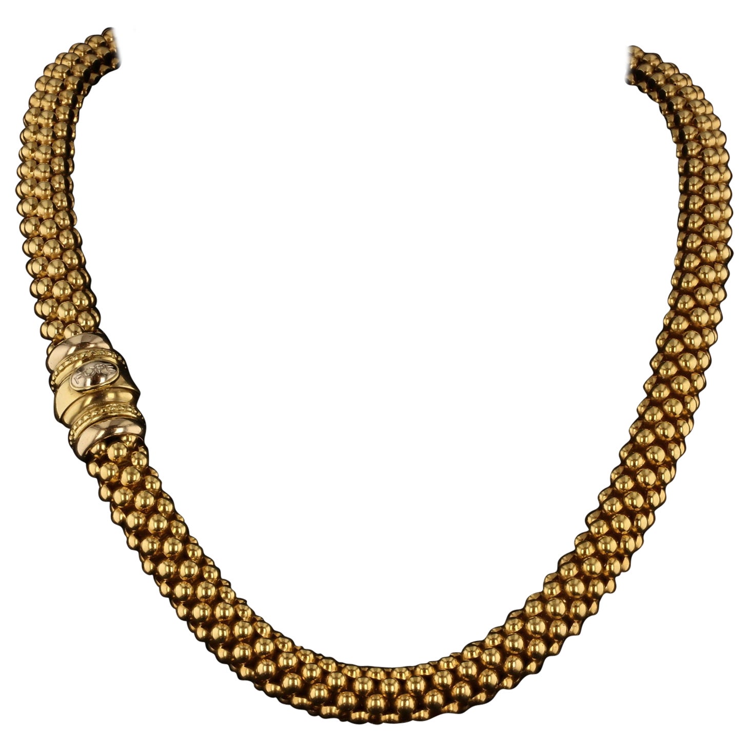 Fope Italian Chunky Tubular Priofili in oro 18 carati 83,80 grammi. Collana intrecciata in vendita