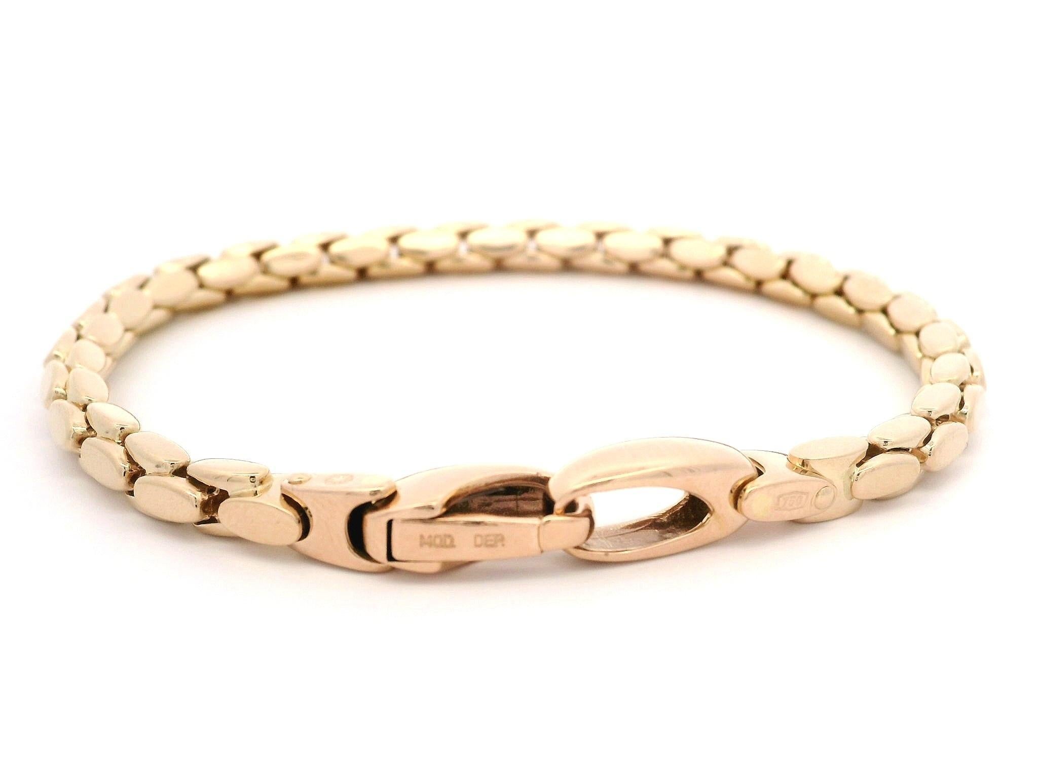 Women's Fope Italian Well Made 18k Rose Gold Polished Finish Link Chain Bracelet