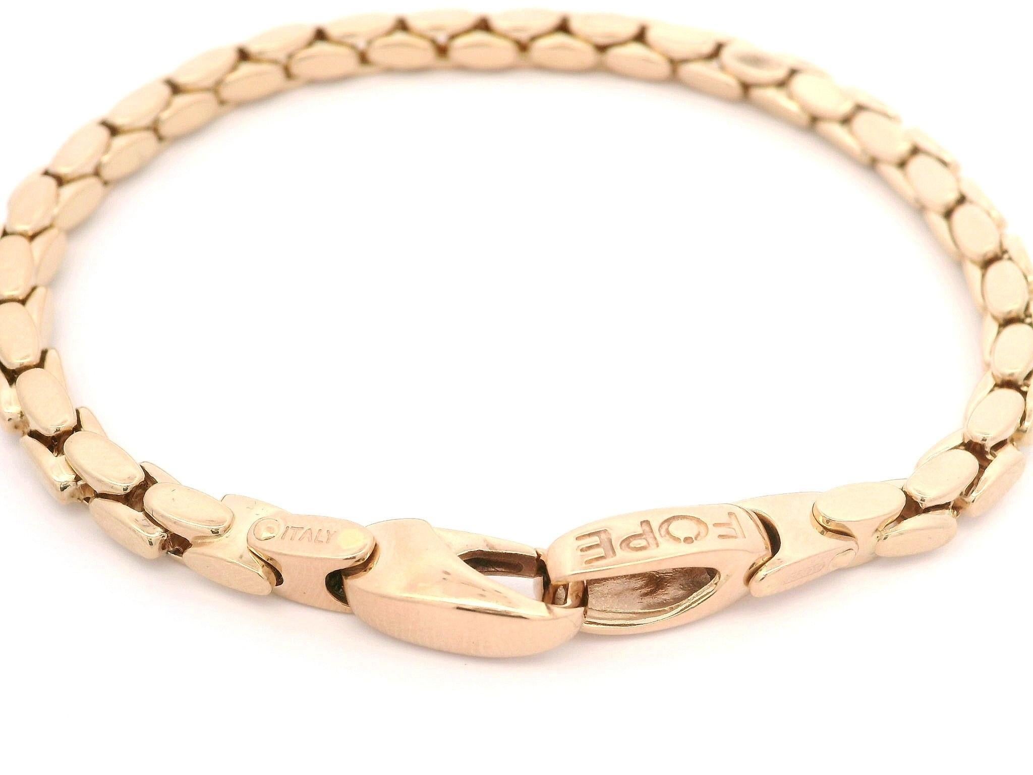 Fope Italian Well Made 18k Rose Gold Polished Finish Link Chain Bracelet 2