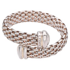 Fope Italy 925 Sterling Silver, Rose Gold Rope Bangle Bracelet