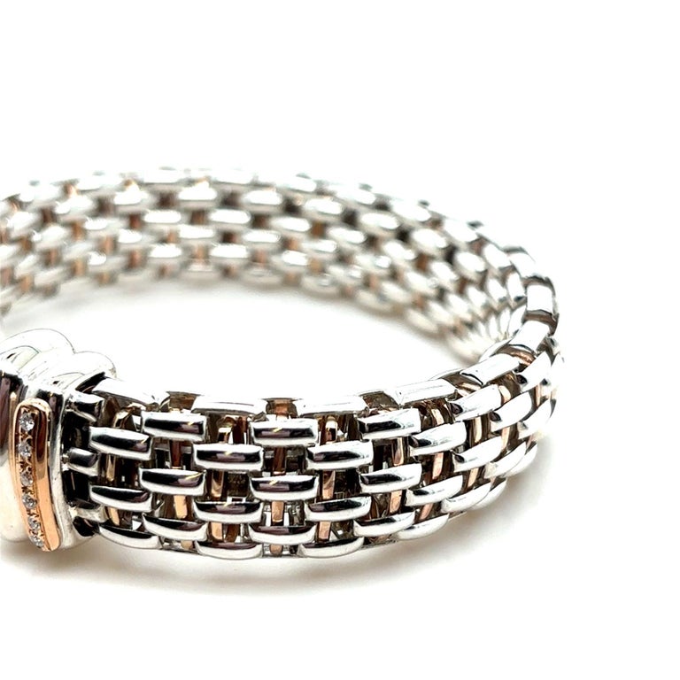 Bracciale Fope Italy in argento e palladio con diamanti su 1stDibs