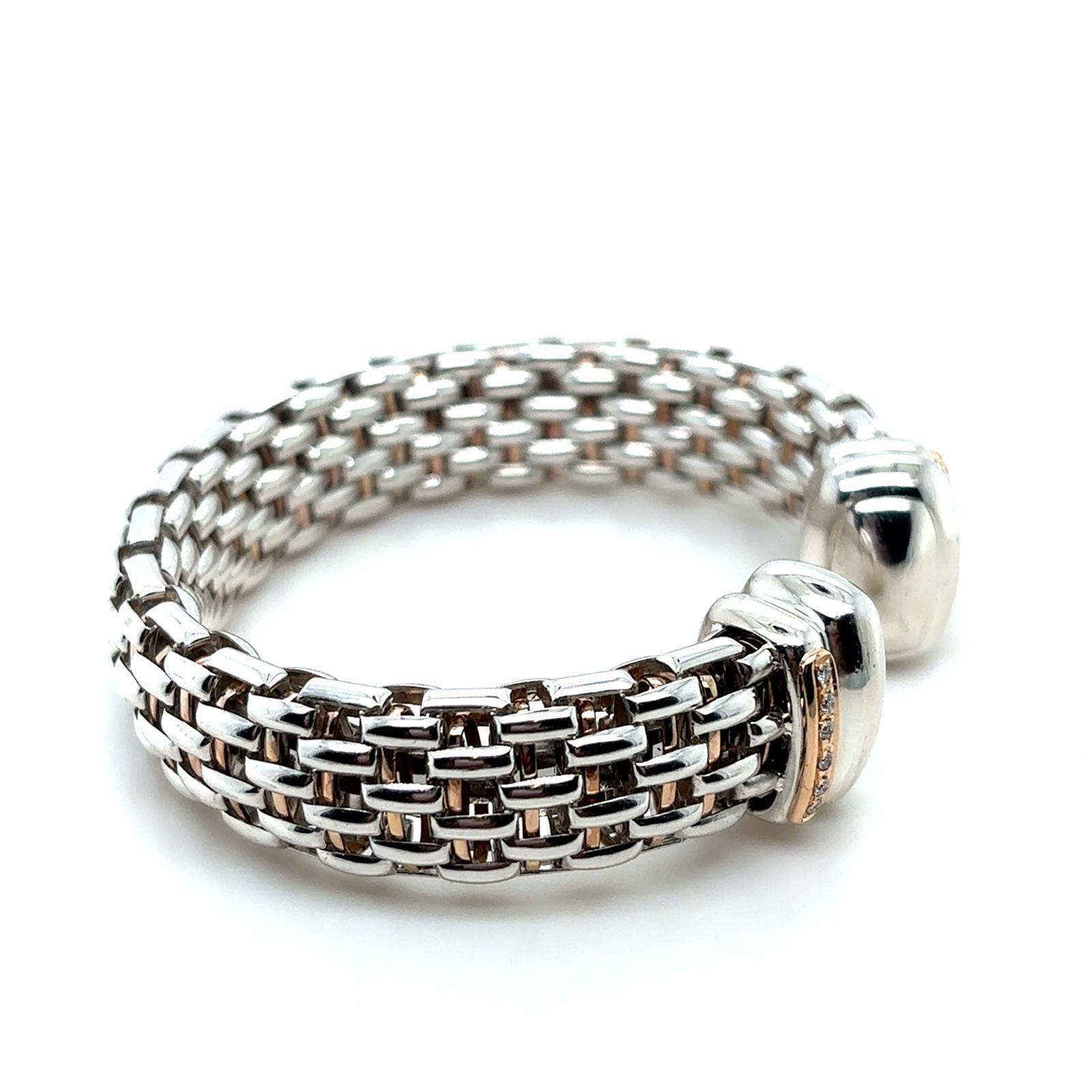 Modern Fope Italy Diamond Silver and Palladium Cuff