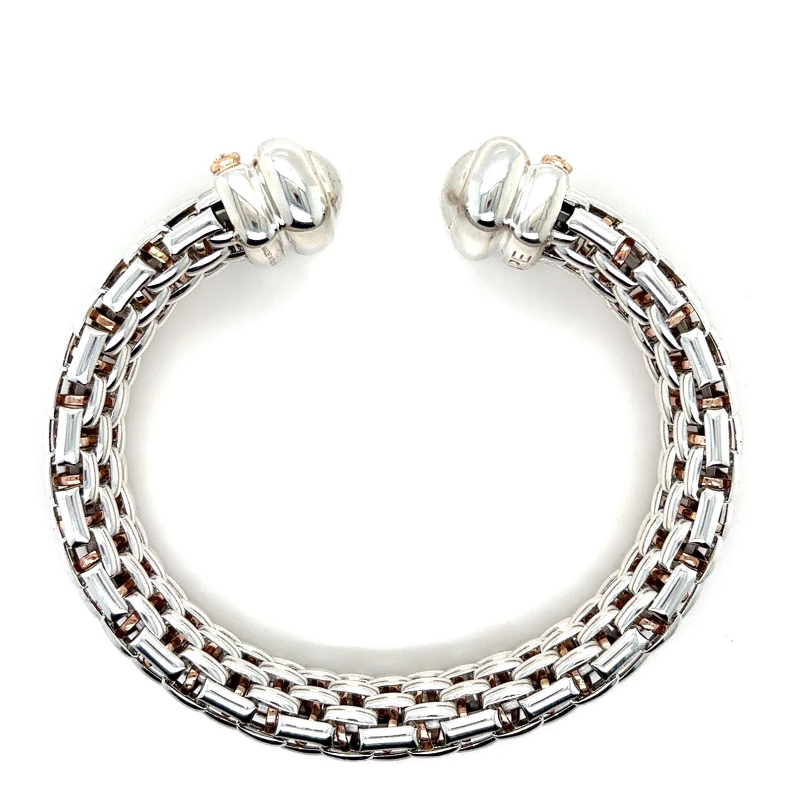 Fope Italy Diamond Silver and Palladium Cuff In Good Condition In London, GB