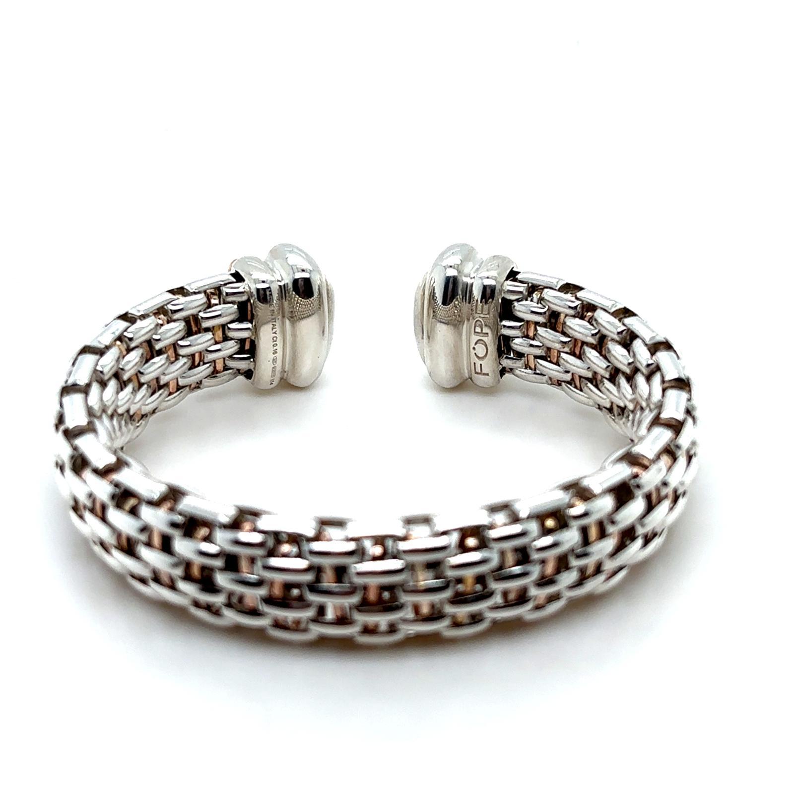 Women's Fope Italy Diamond Silver and Palladium Cuff