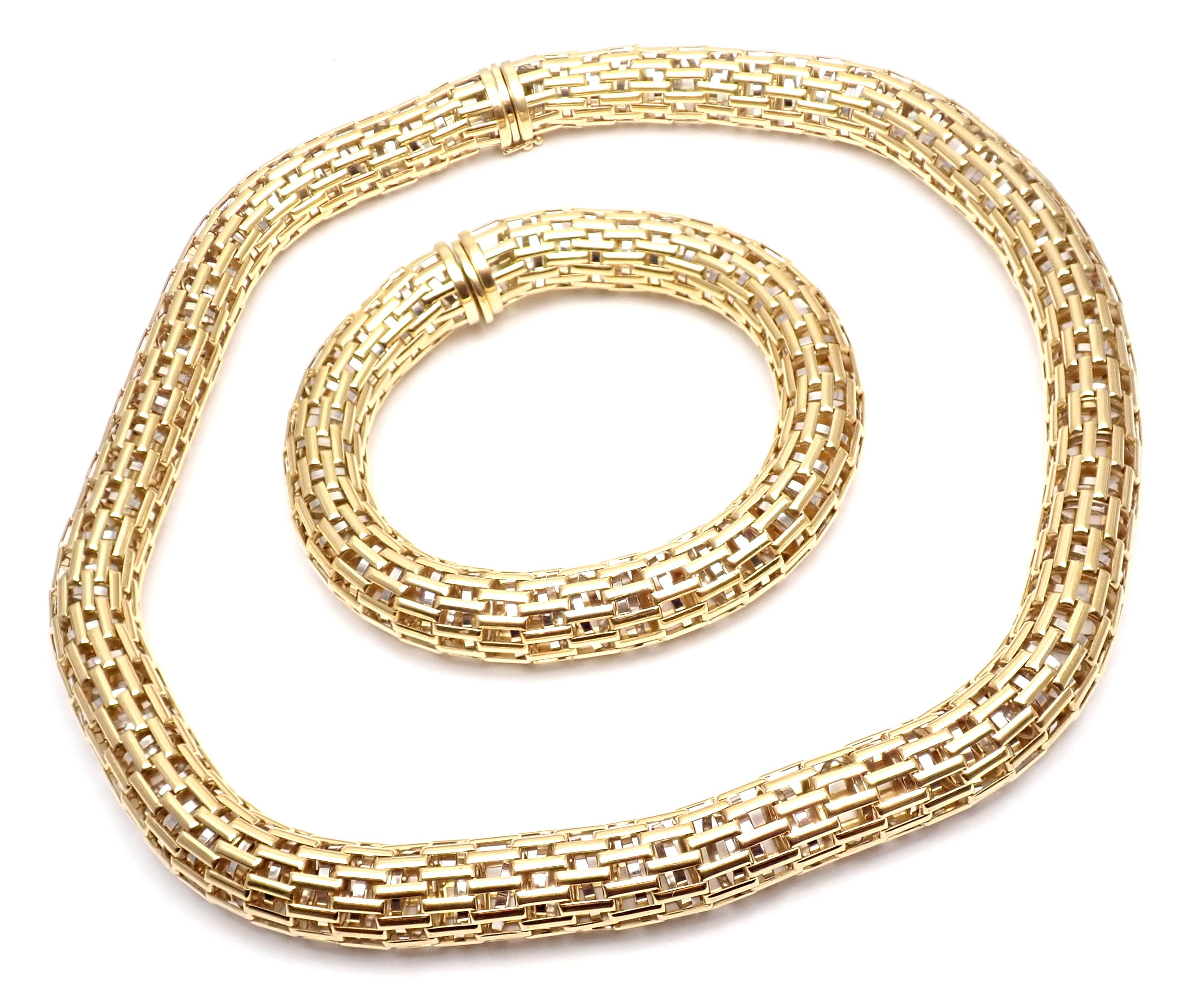 18k Yellow Gold Mesh Bracelet And Necklace by FOPE Italy.
Details: 
Chain Length: 18