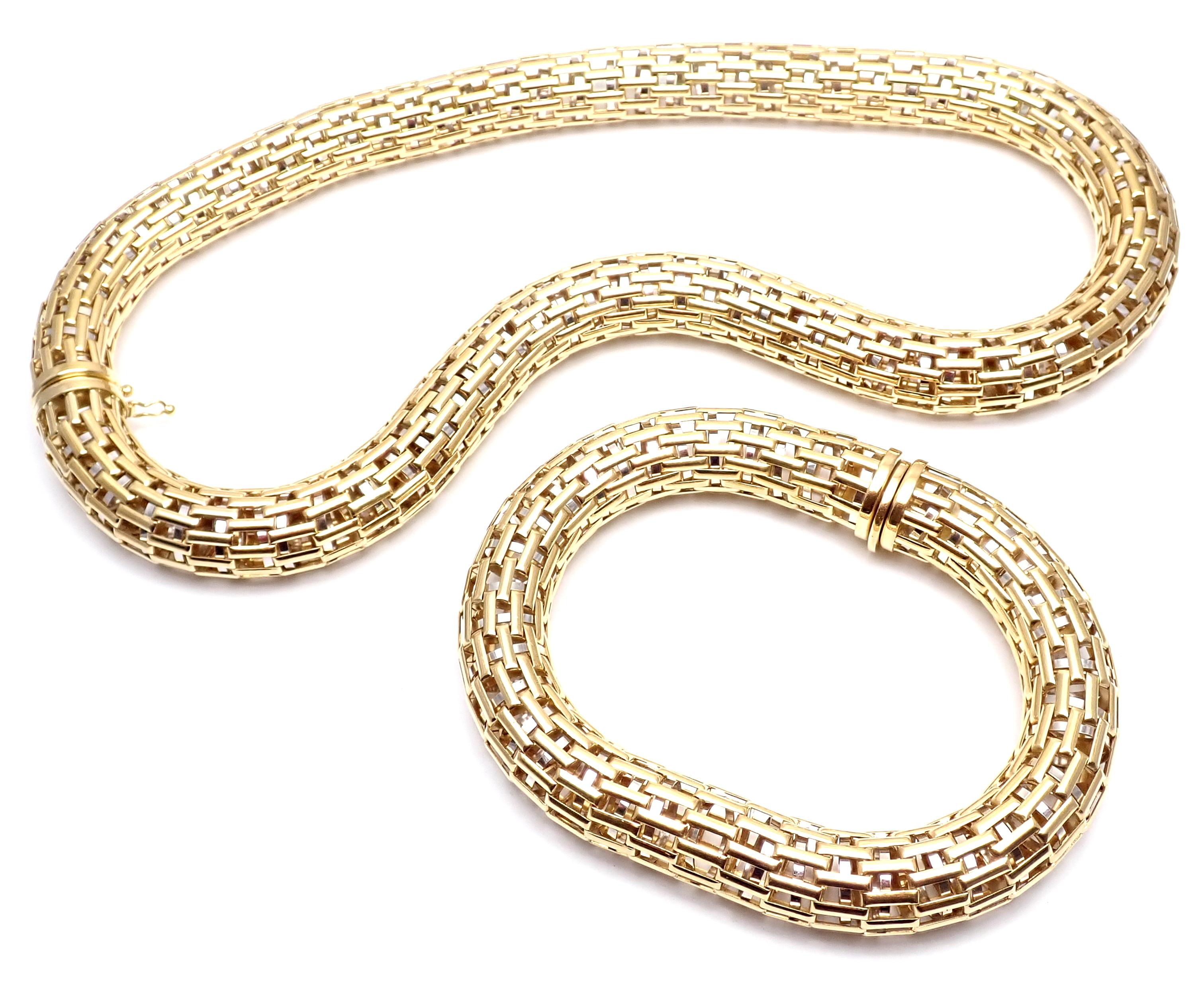 Fope Italy Set of Mesh Yellow Gold Necklace and Bracelet In Excellent Condition In Holland, PA