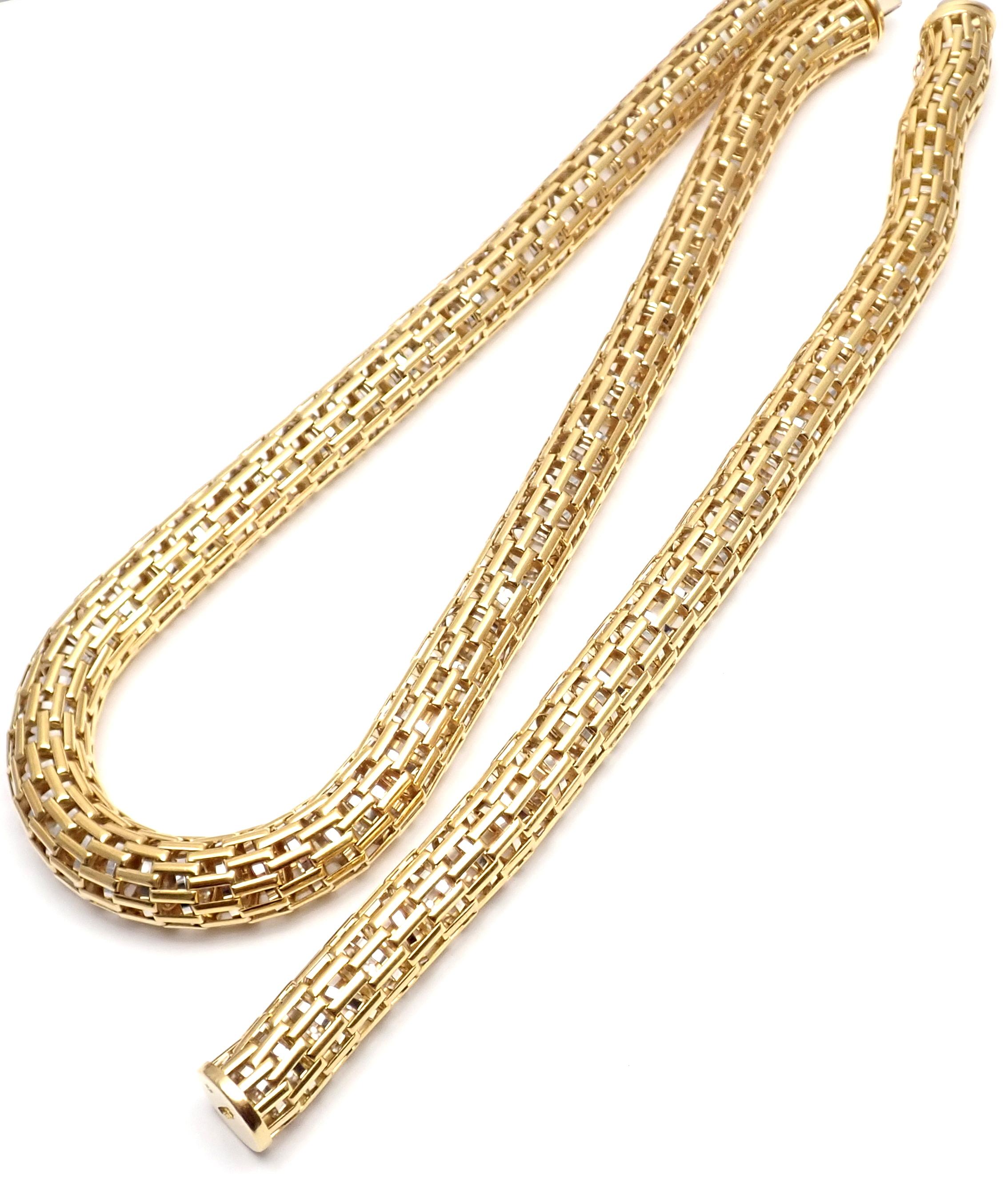 Fope Italy Set of Mesh Yellow Gold Necklace and Bracelet 5