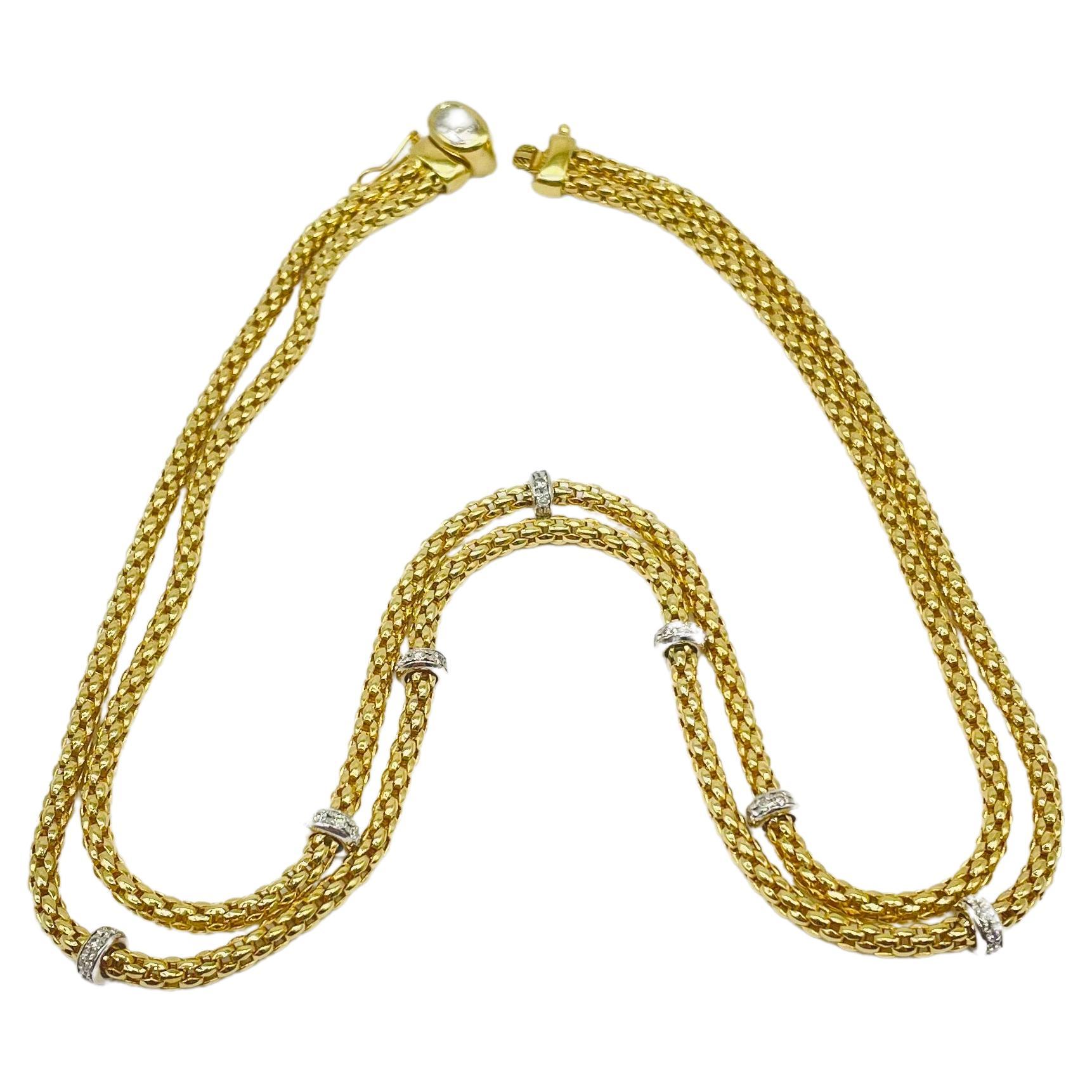 Fope necklace with diamond in 18k Gold  For Sale