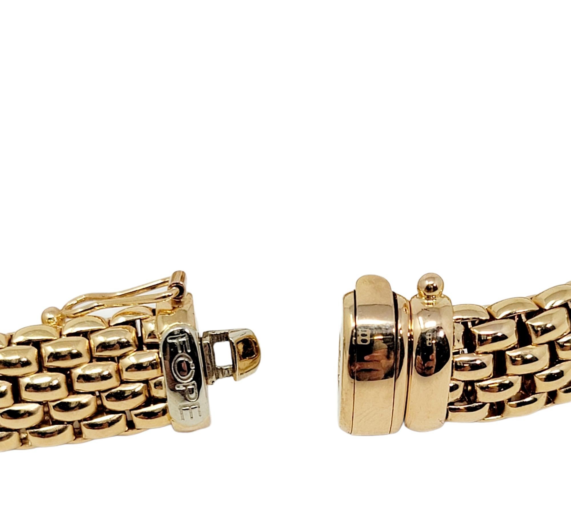 FOPE Novecento Mesh Tri-Tone 18 Karat Gold and Pave Diamond Bracelet .75 Carats In Good Condition In Scottsdale, AZ