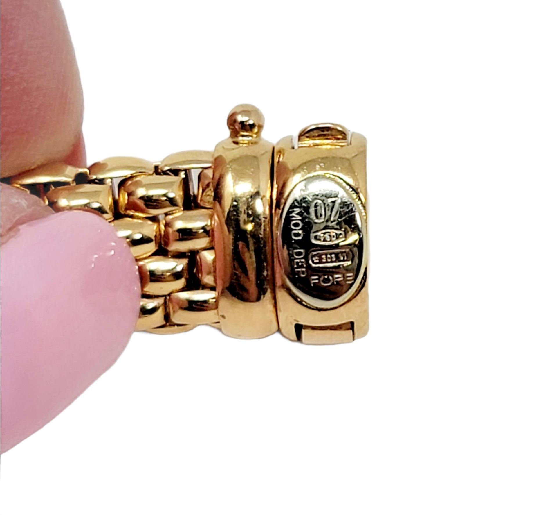 Women's FOPE Novecento Mesh Tri-Tone 18 Karat Gold and Pave Diamond Bracelet .75 Carats