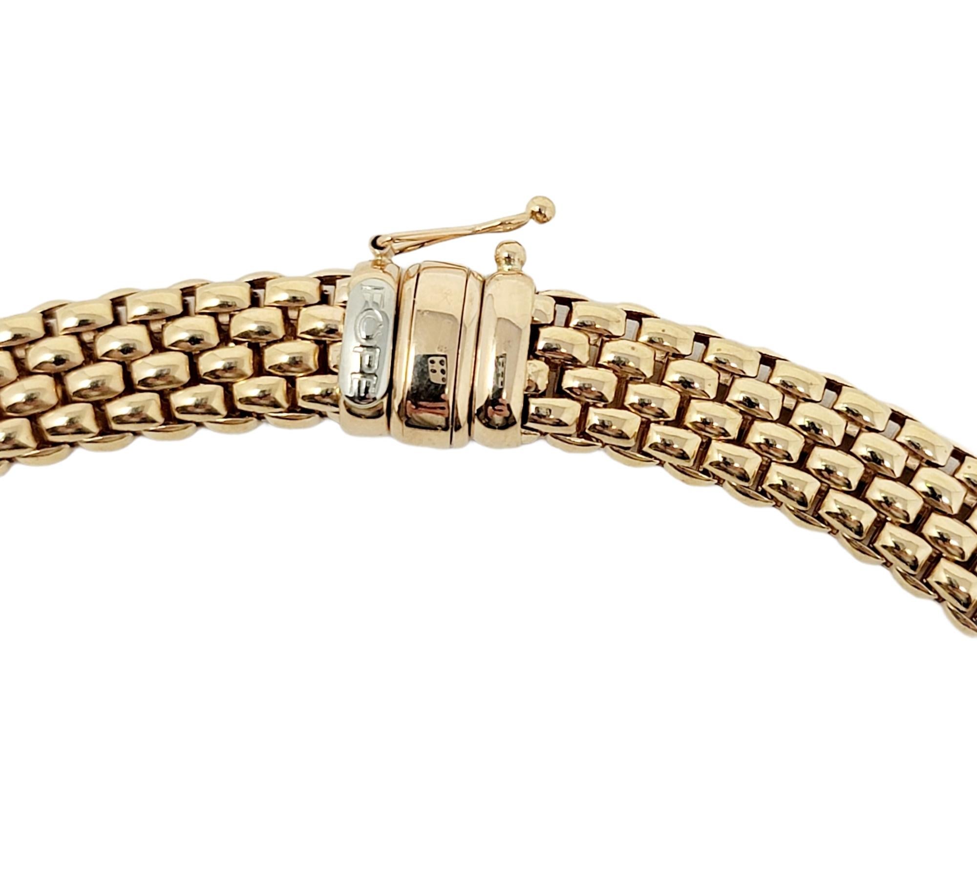 Contemporary Fope Novecento Mesh Tri-Tone 18 Karat Gold and Pave Diamond Necklace .75 Carats For Sale