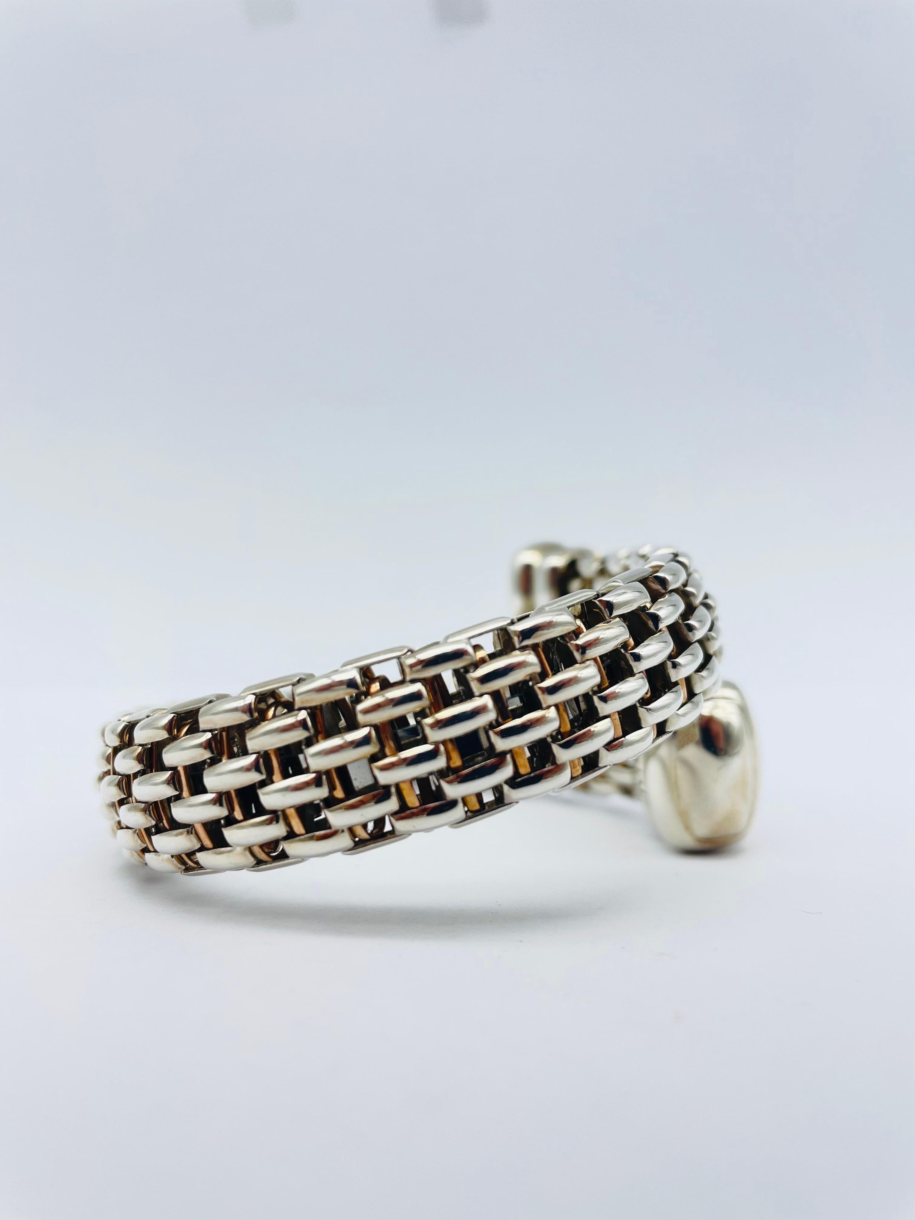 Brilliant Cut Fope Novecento Silver Braclet/Bangle, 0.16ct Diamond