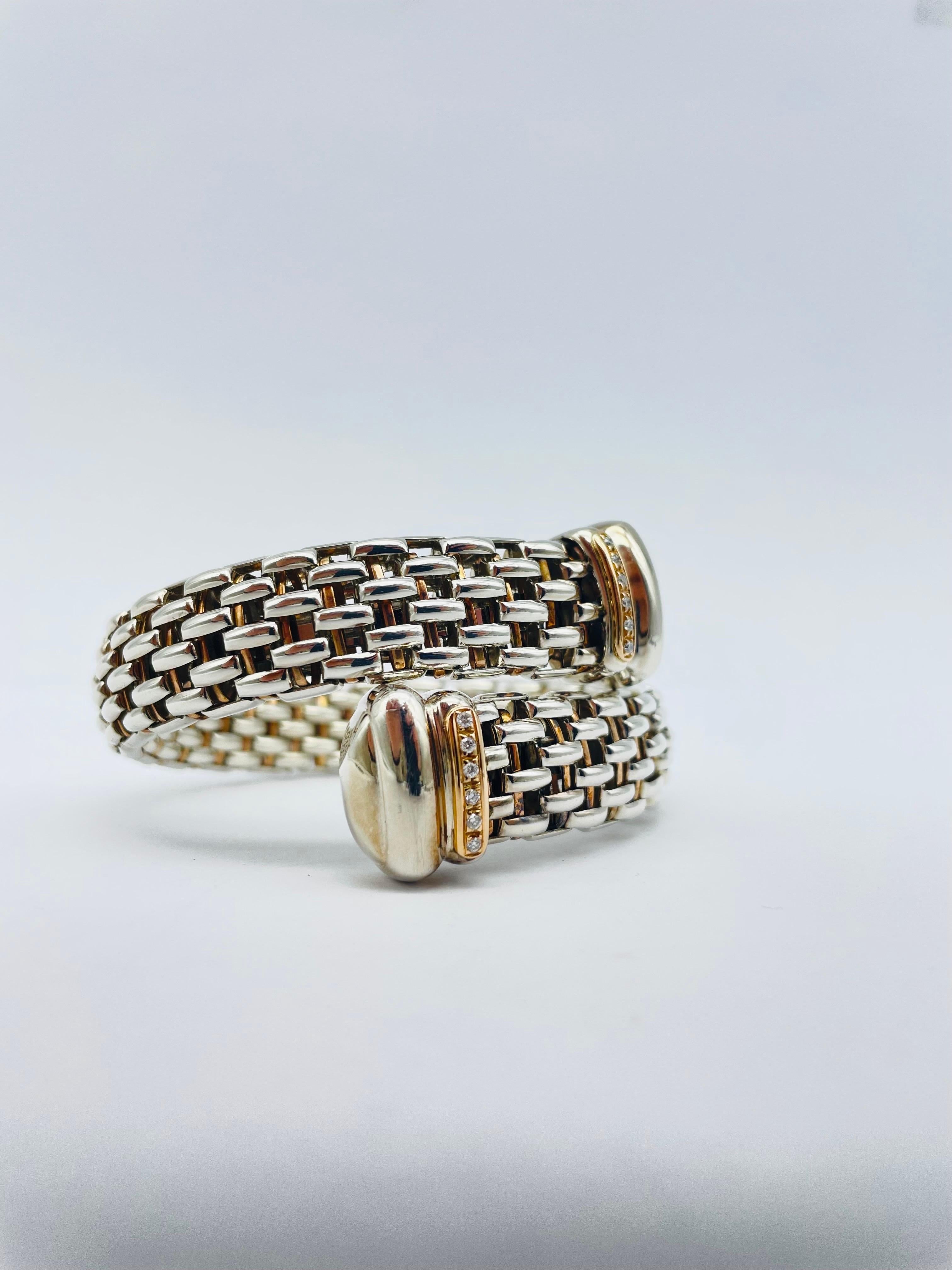 Fope Novecento Silver Braclet/Bangle, 0.16ct Diamond In Good Condition In Berlin, BE