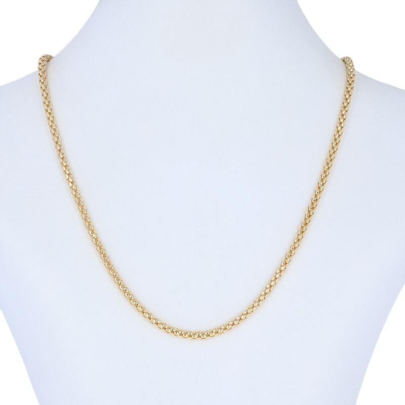 Women's Fope Popcorn Chain Necklace, 18 Karat Yellow Gold Lobster Claw Clasp, Italy