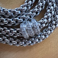 Fope Chaîne en or blanc 18K avec 3 barils de diamants, 17" & 4mm