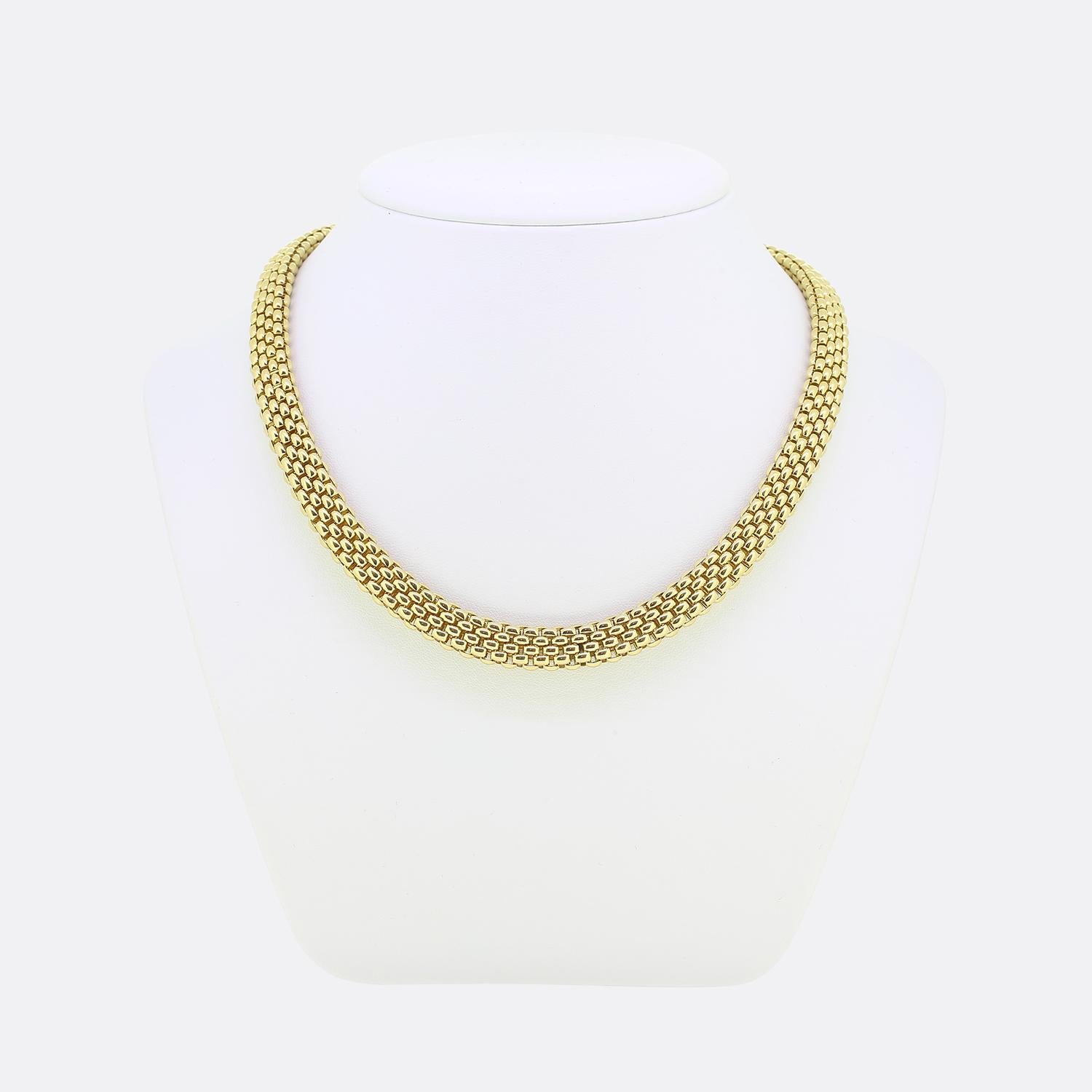 Here we have an 18ct yellow gold chain necklace from the luxury jewellery designer Fope. The necklace forms part of the Profili Collection and is an impressive 65.9 grams in weight. The Profili Collection's signature woven mesh link design exudes