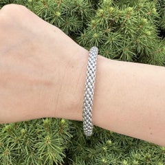 Fope solide 18k Weißgold 6,5" Liebe Nest Barrel Link-Armband