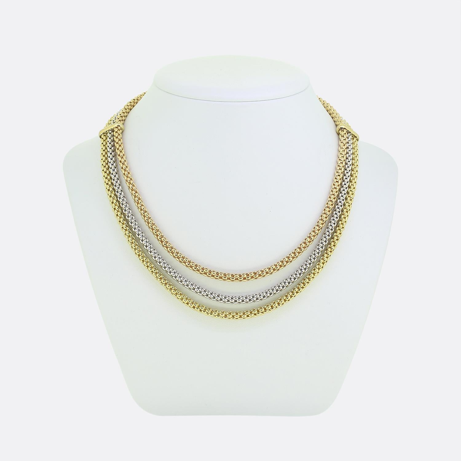 Fope Tricolour Three-Row Necklace In Good Condition For Sale In London, GB