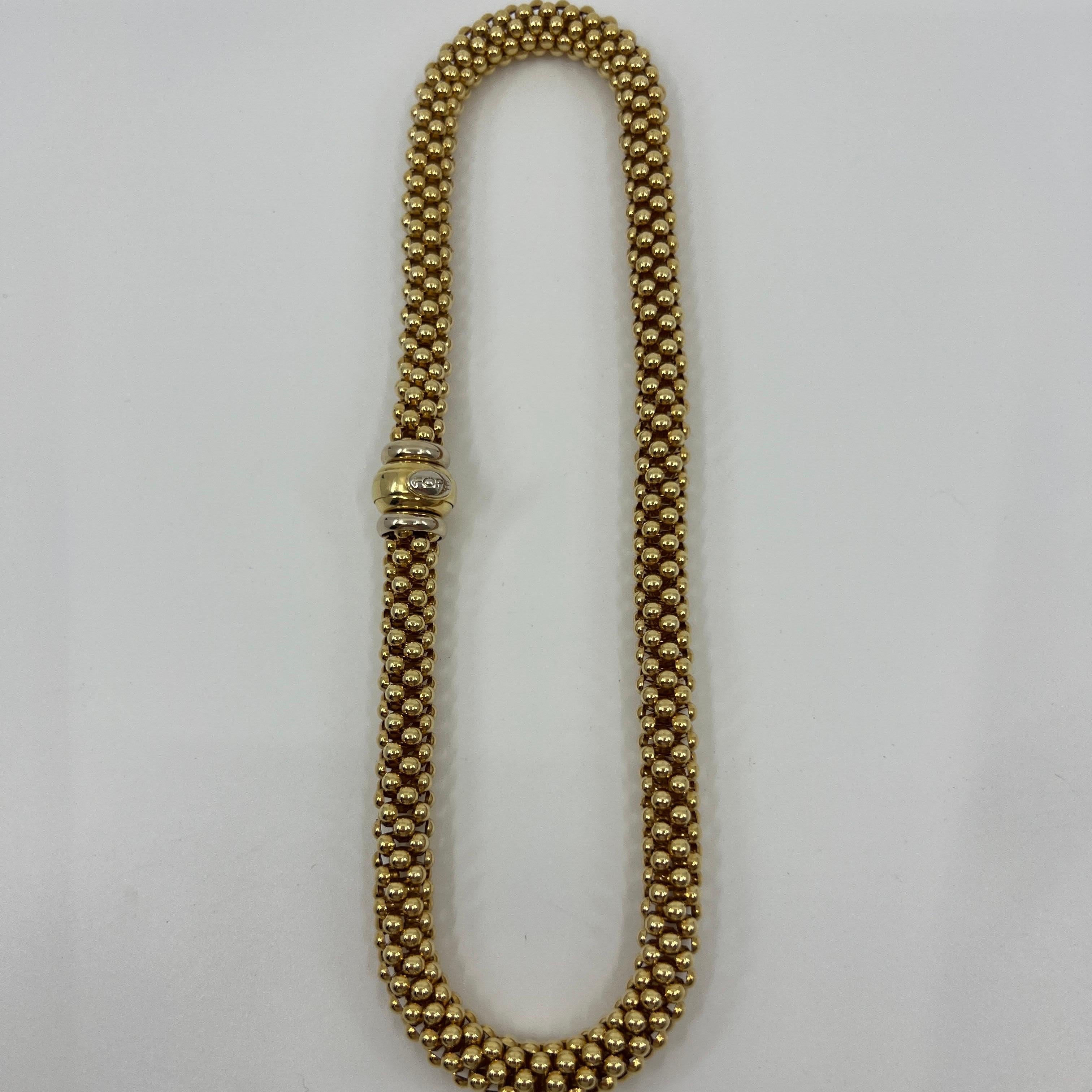 Fope Tubular Priofili 18k Yellow Gold Italian Made Woven Chain Rope Necklace In Good Condition For Sale In Birmingham, GB