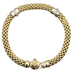 FOPE Two Tone 18 Karat Gold Mesh Link Bracelet with Pave Diamond Accents