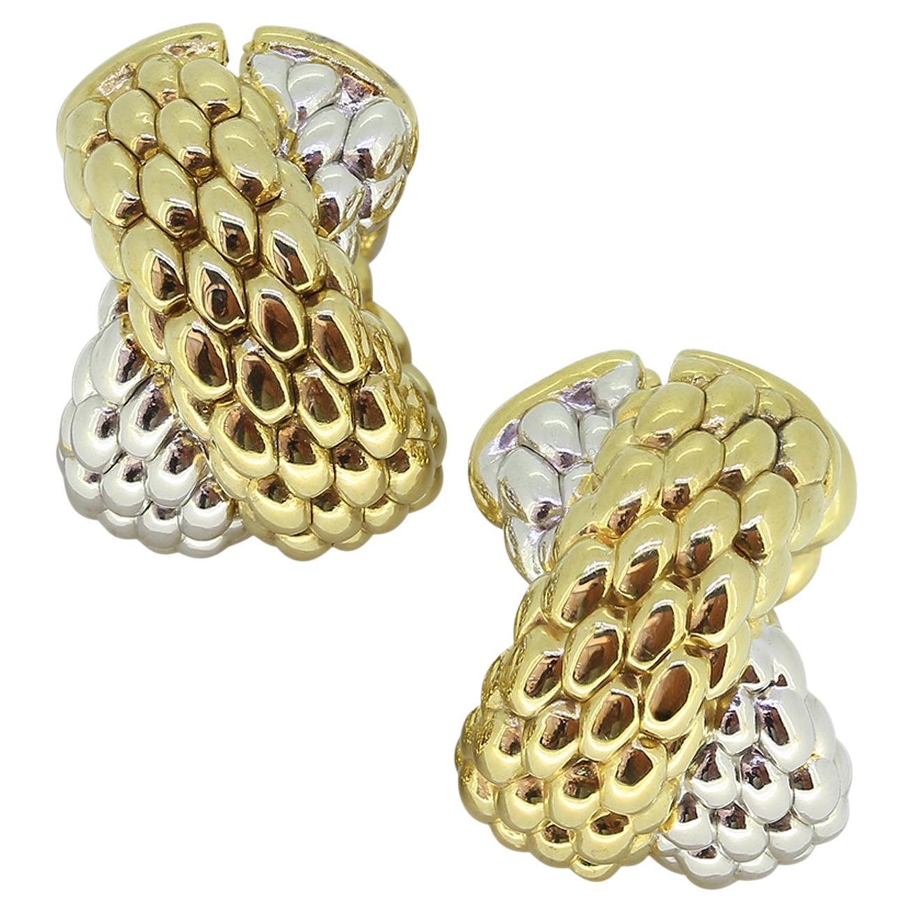Fope Two Tone Crossover Earrings