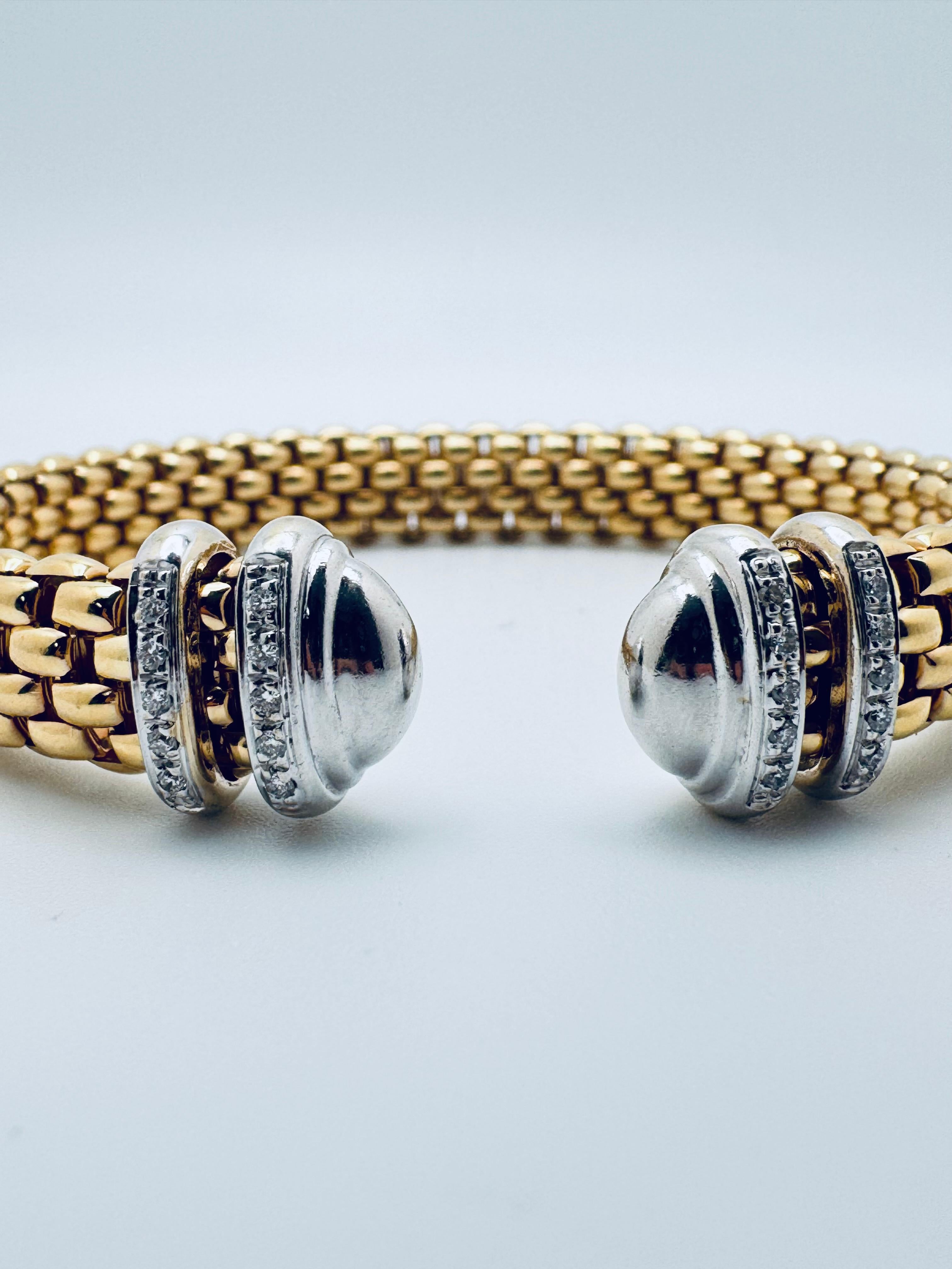 FOPE Zweifarbiger Diamant-Drehmoment-Armreif (Zeitgenössisch) im Angebot