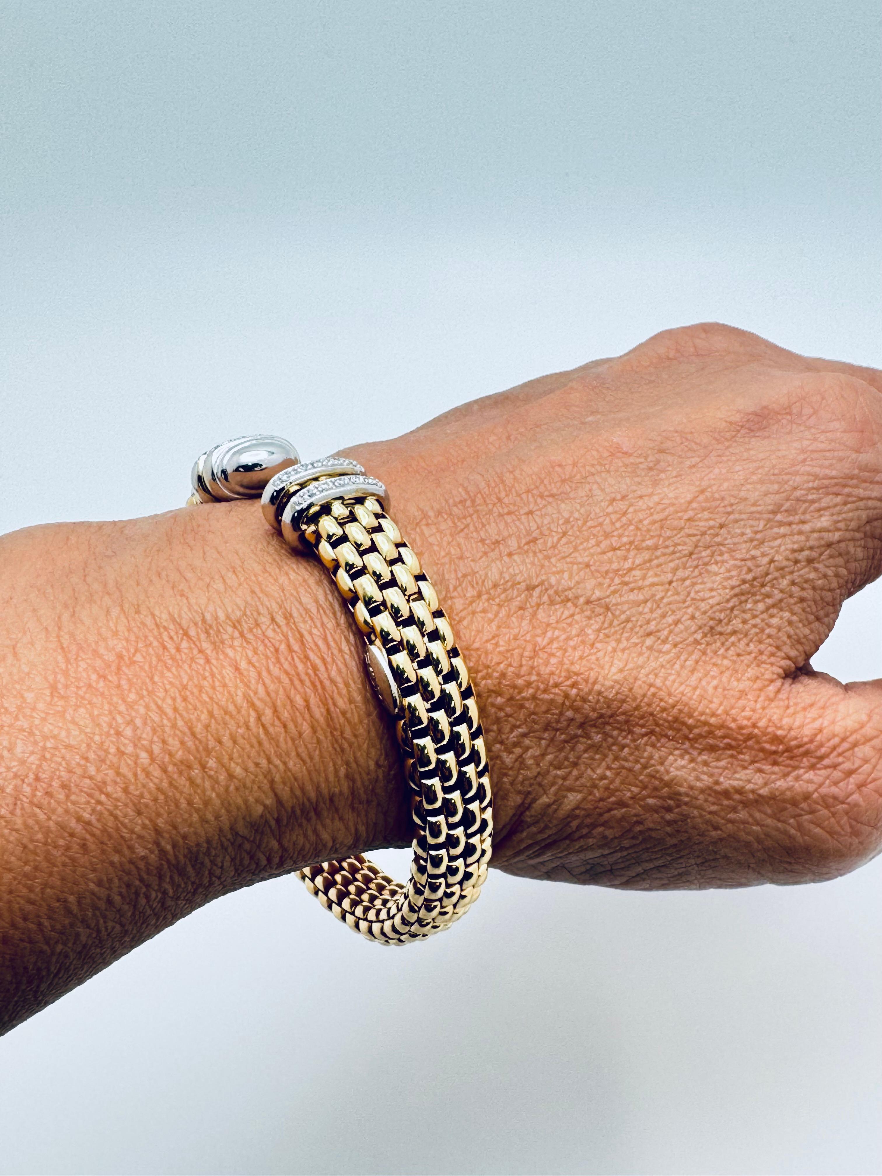 FOPE Zweifarbiger Diamant-Drehmoment-Armreif im Zustand „Gut“ im Angebot in Palm Desert, CA