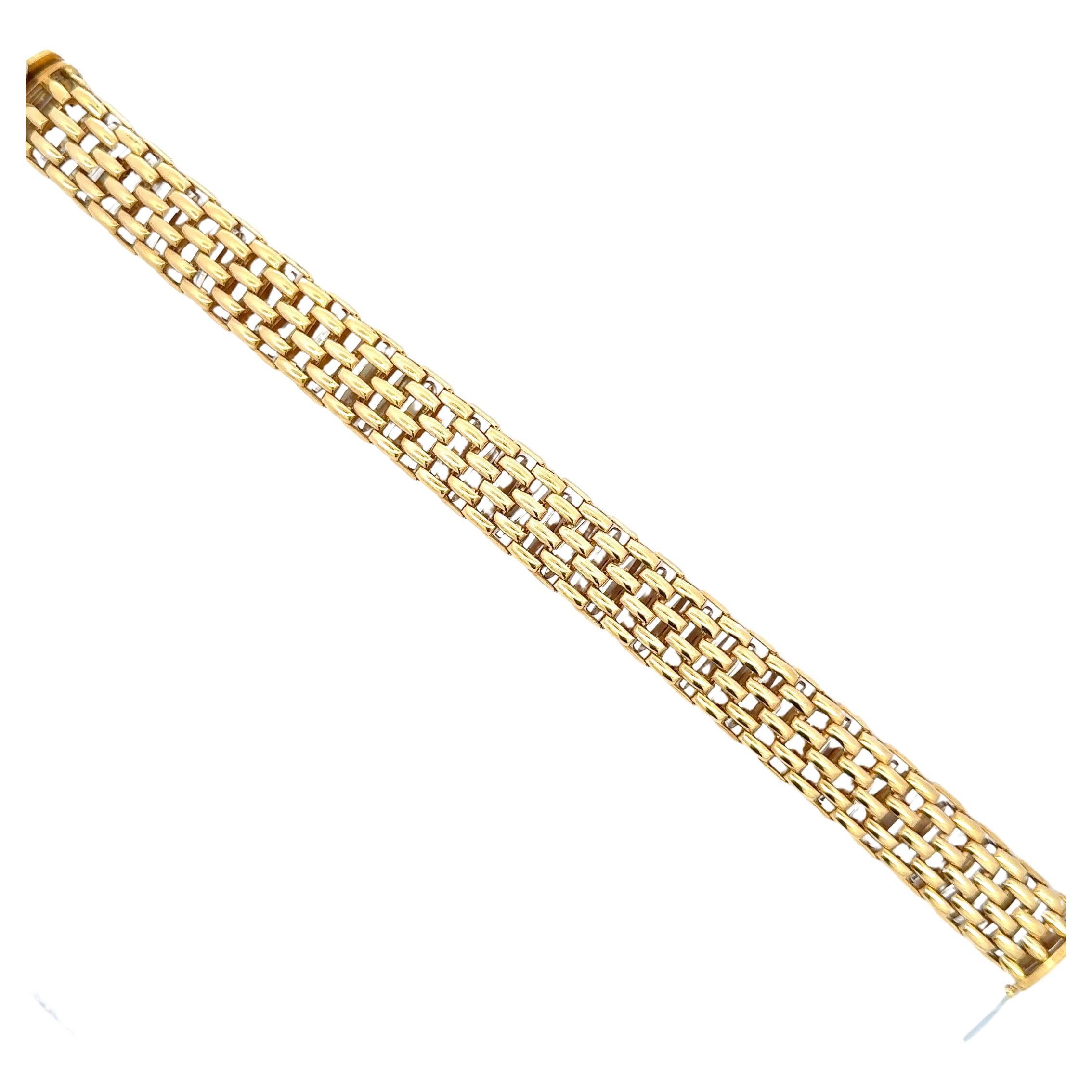 Fope Two-Tone Gold Basket Woven Motif Bracelet 49.2 Grams 18 Karat Yellow Gold For Sale