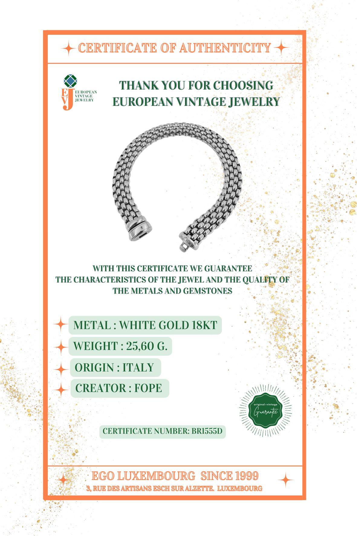 Fope White Gold Brick Bracelet For Sale 5