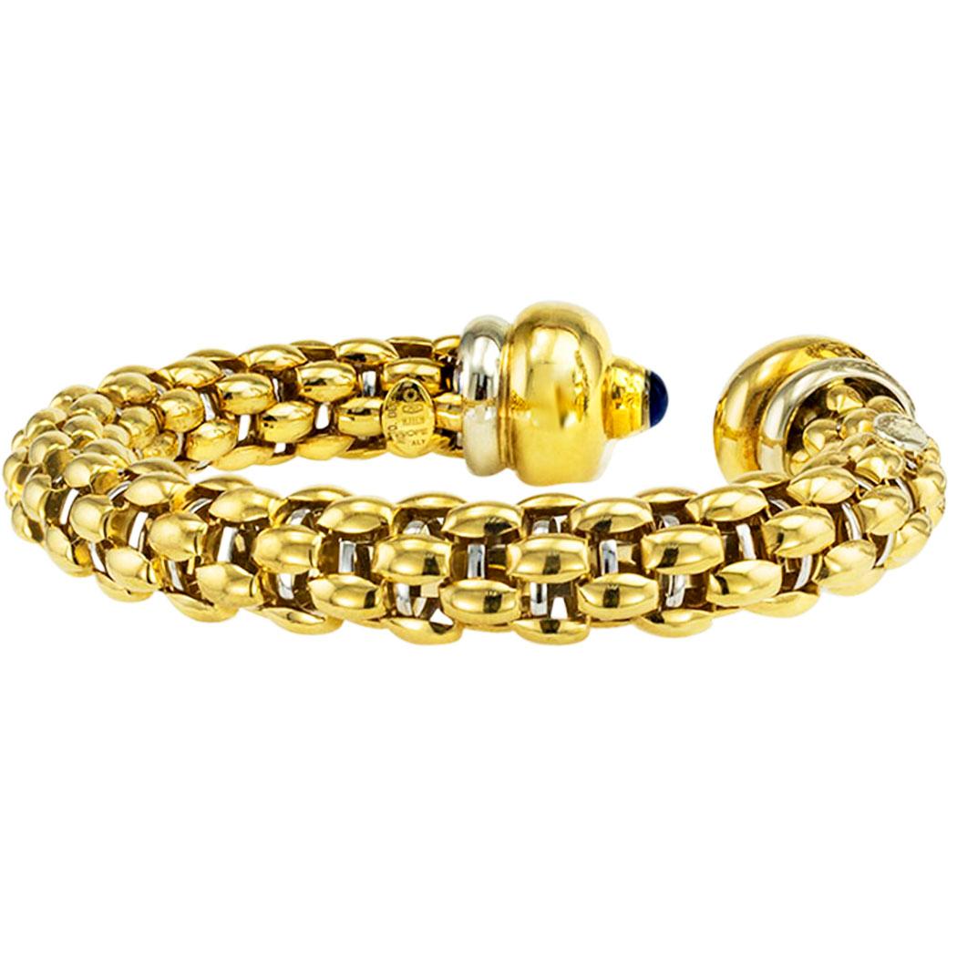 Manschettenarmbänder aus gewebtem Weiß-Gelbgold aus Segeltuch im Angebot 2