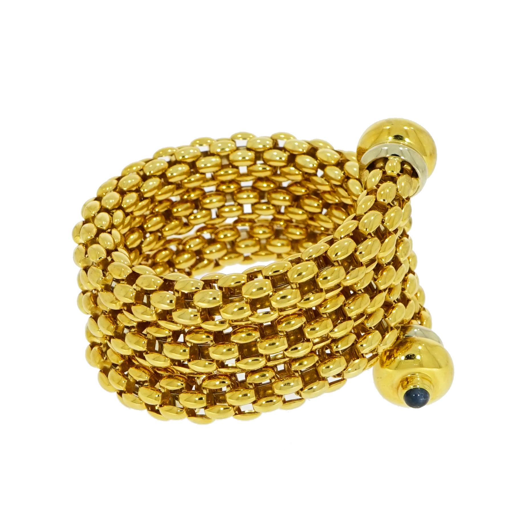 Contemporary Fope Yellow Gold Coil Cuff Bracelet