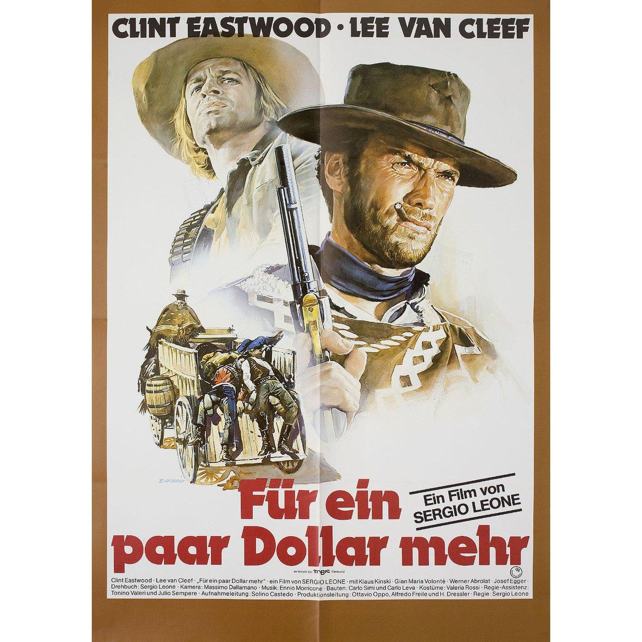 Original 1978 re-release German A1 poster by Renato Casaro for the 1965 film 'For a Few Dollars More' (Per qualche dollaro in piu) directed by Sergio Leone with Clint Eastwood / Lee Van Cleef / Gian Maria Volonte / Mario Brega. Very good-fine