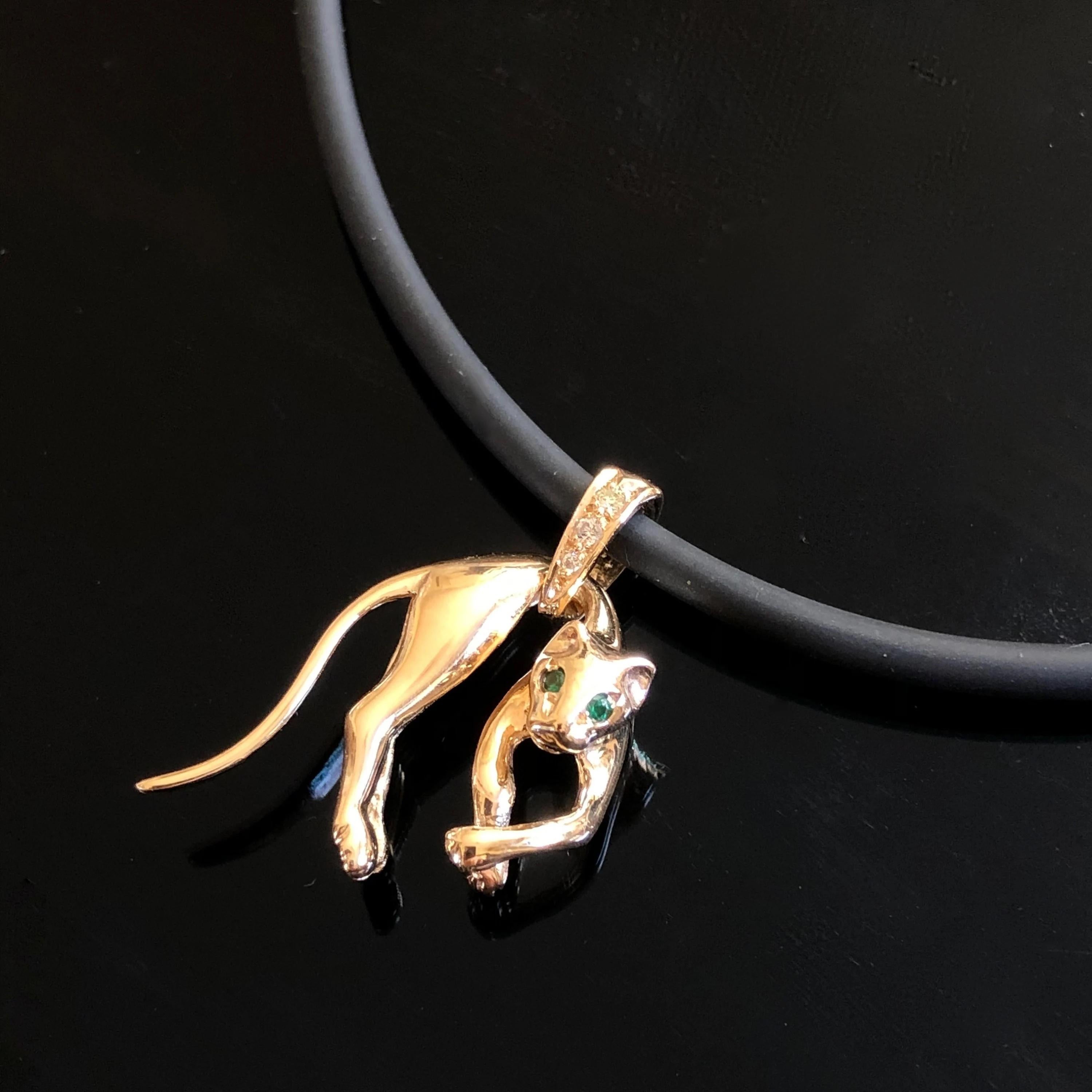 Art Déco Per gli amanti dei gatti! Ciondolo a forma di gatto 