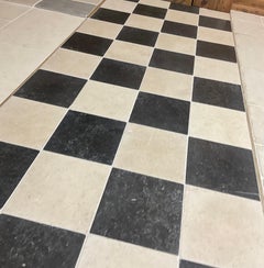 for christine Black and White Limestone Checkerboard Flooring