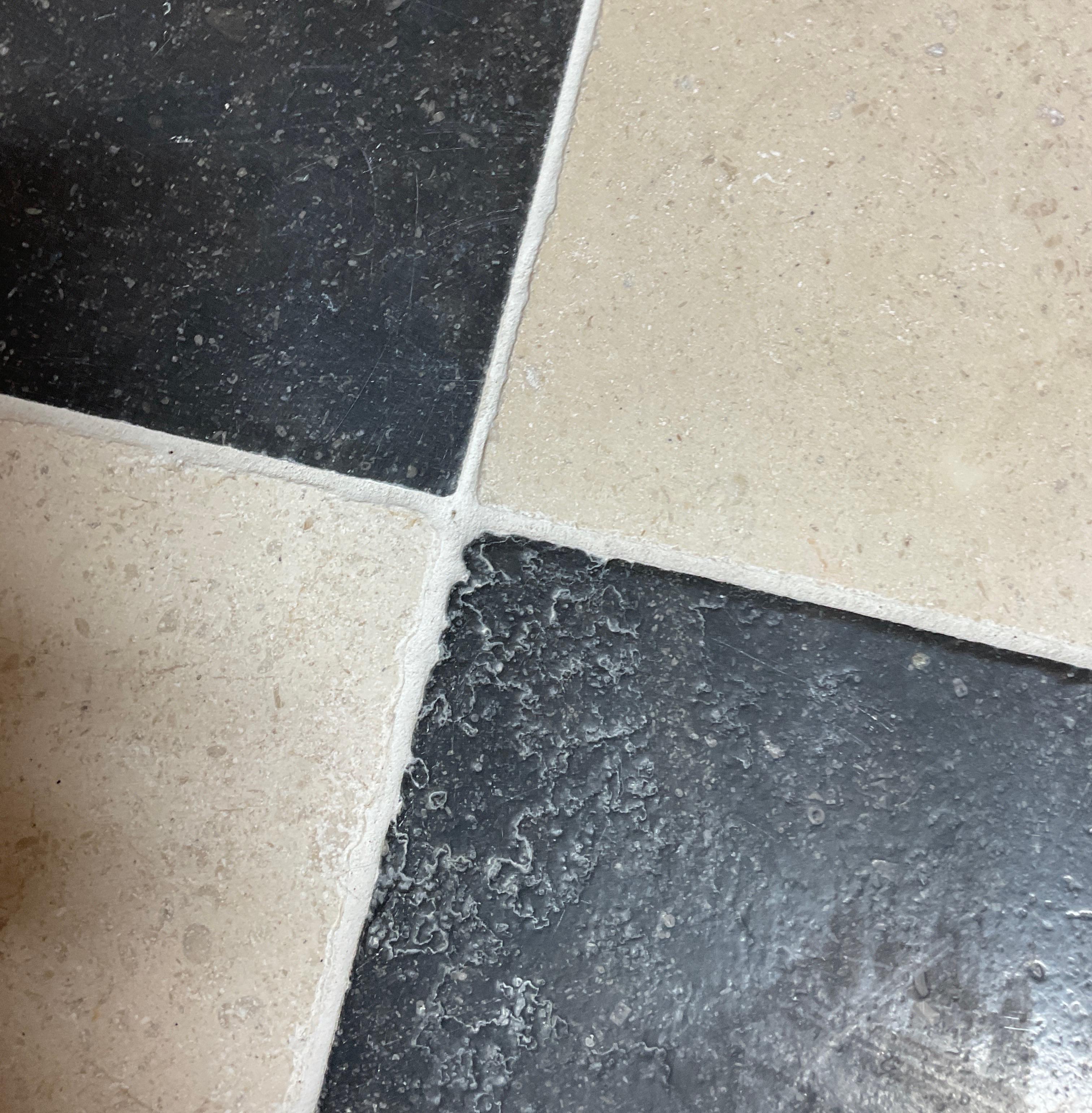 Contemporary for christine Black and White Limestone Checkerboard Flooring