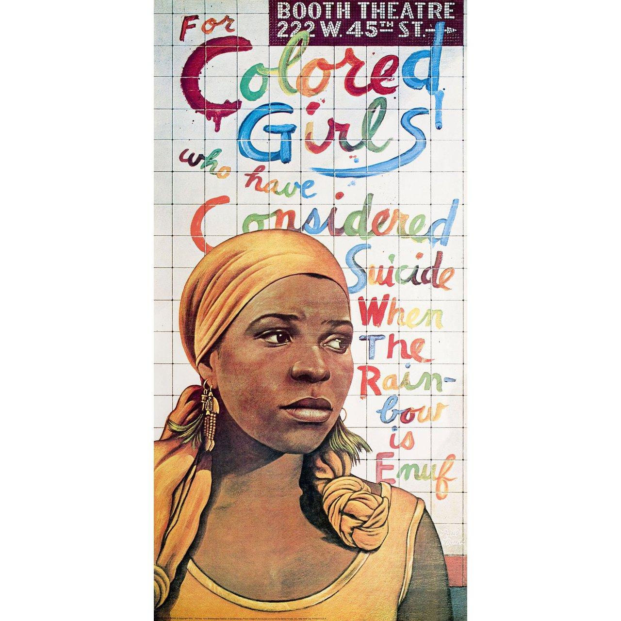 Original 1976 U.S. commercial poster by Paul Davis for For Colored Girls Who Have Considered Suicide / When the Rainbow Is Enuf (1976). Very good-fine condition, rolled. Please note: the size is stated in inches and the actual size can vary by an
