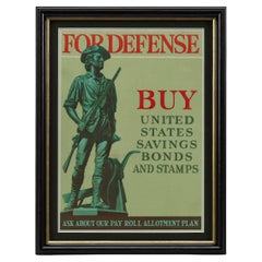 "For Defense, Buy United States Savings Bonds and Stamps." Vintage WWII Poster