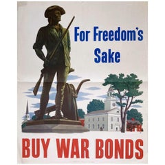 "For Freedom's Sake. Buy War Bonds" Vintage WWII Poster, 1943