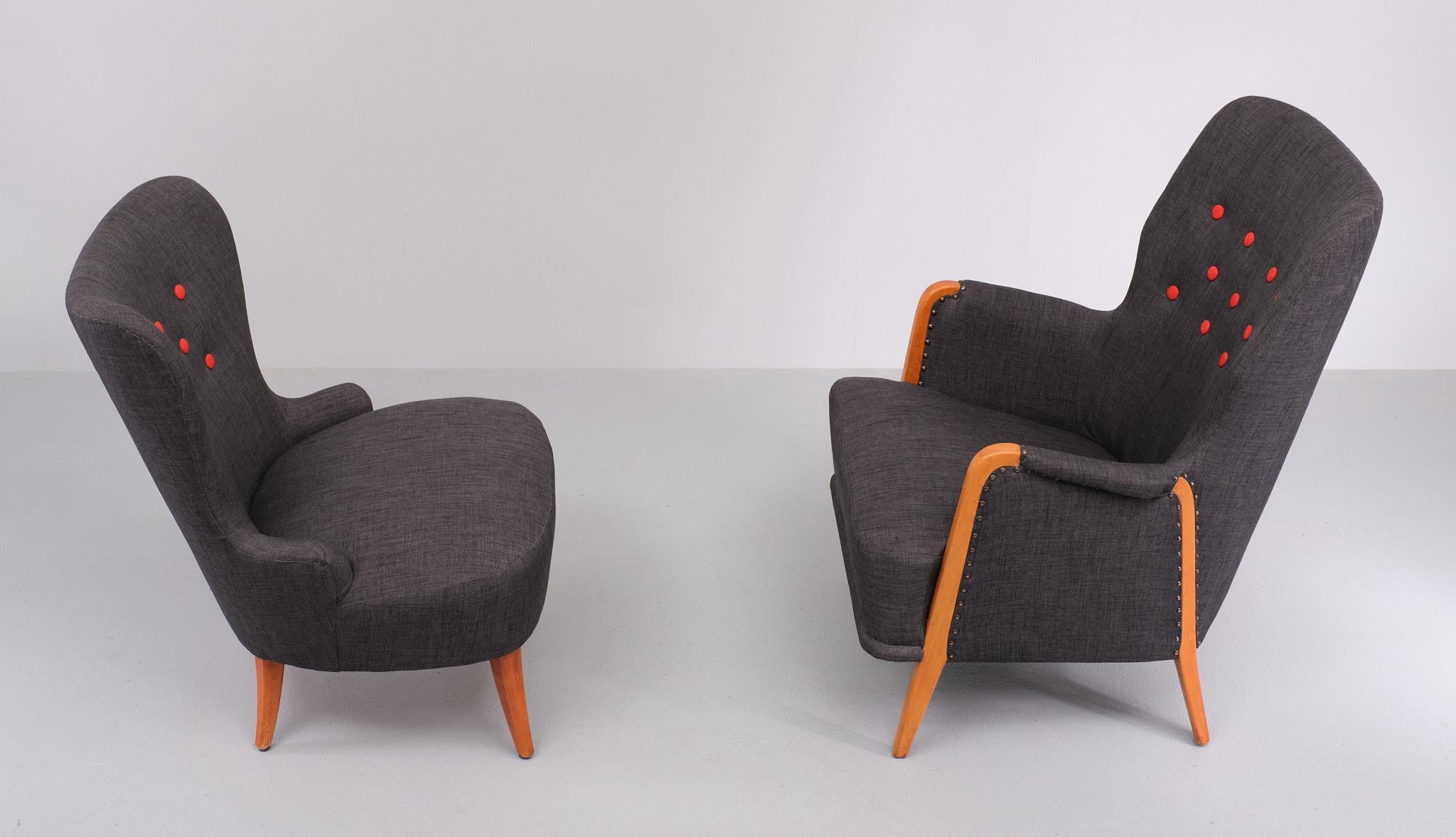 For Him and Her  Easy chairs and matching ottoman . 1950s   im Angebot 3