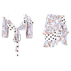 For Love & Lemons Multi-Print Ruffle Detail Cropped Top & Skirt Two-Piece Set
