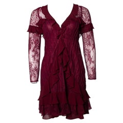For love & lemons, red lace ruffle dress