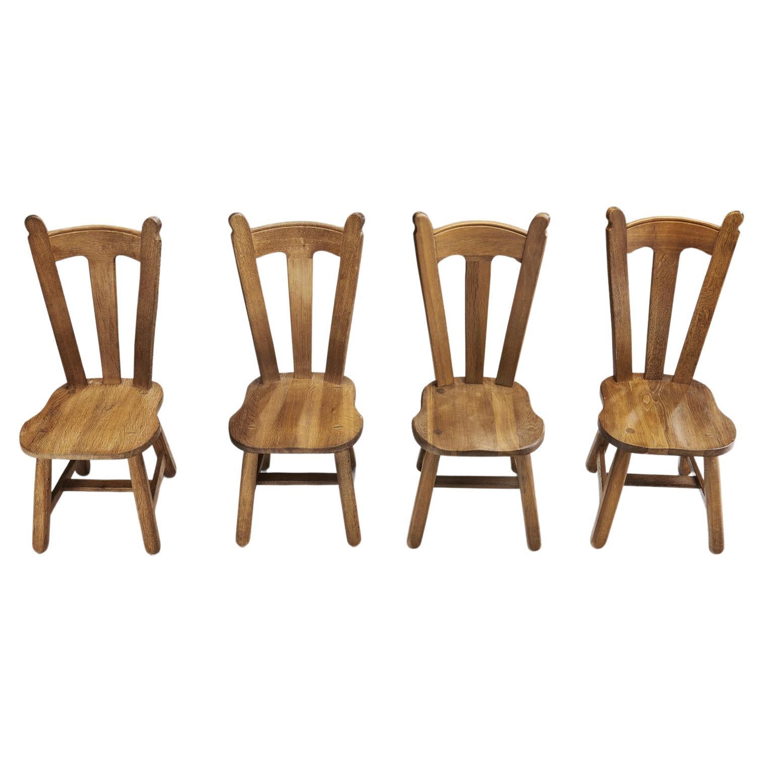 For Madison - Alternative set of Belgian Oak Dining Chairs, Belgium 1970s