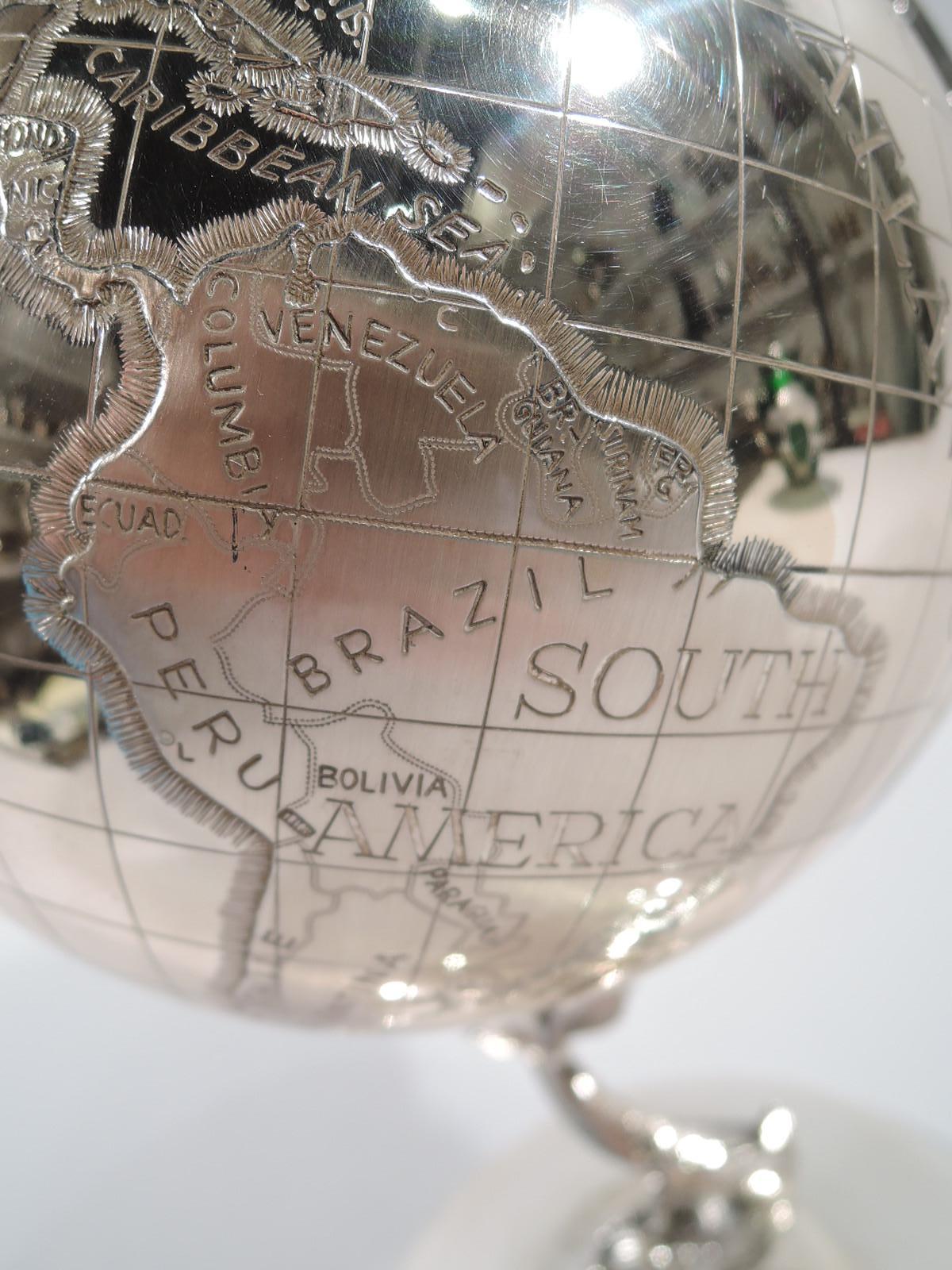 For Office Détente Cold War-Era Sterling Silver Desk Globe 1