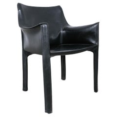 For Penny! Mario Bellini Cab 413 Set of 2 Black Leather Dining Chairs, Italy