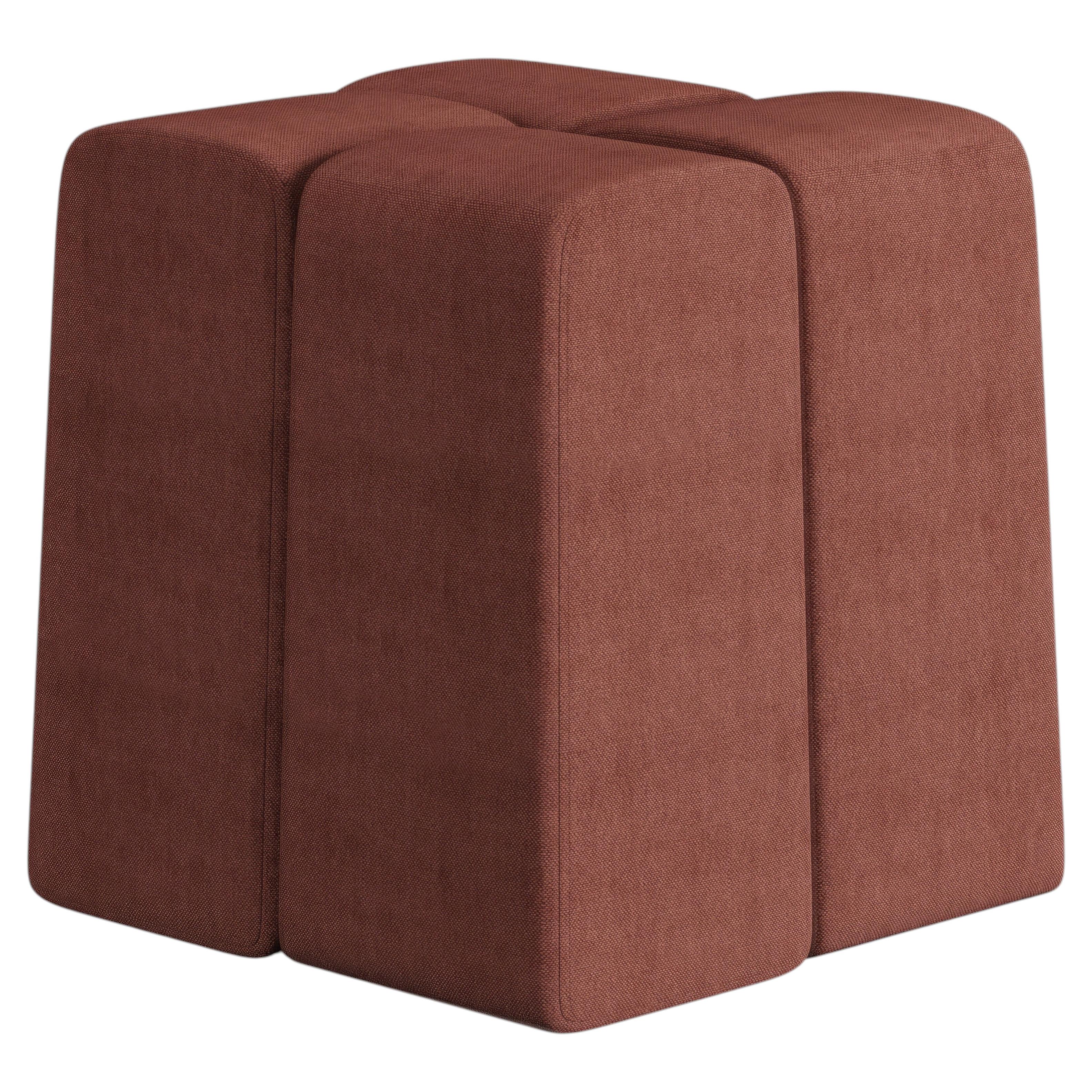 Pouf di Hermhaus, tessuto imbottito color corallo, stile Mid-Century Modern