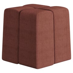 Pouf by Hermhaus, Coral Upholstered Fabric, Mid-Century Modern
