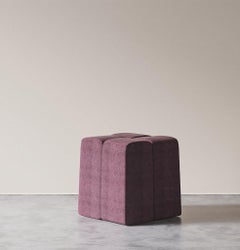 Pouf Hermhaus : revêtement en lin et coton, style « Mid-Century Modern »