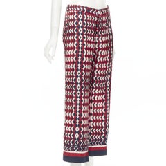 FOR RESTLESS SLEEPER FRS 100% silk blue red geometric print pants L