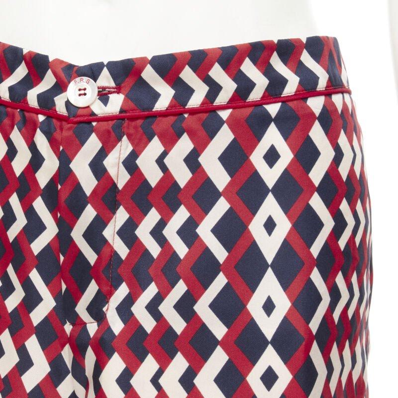 FOR RESTLESS SLEEPER FRS 100% silk blue red geometric print pants L 1