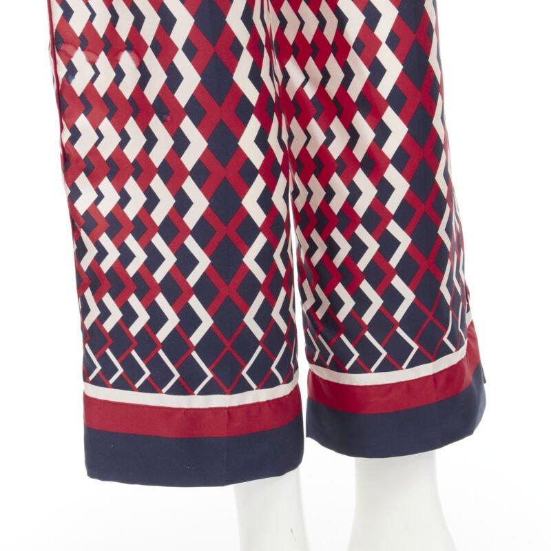 FOR RESTLESS SLEEPER FRS 100% silk blue red geometric print pants L 3